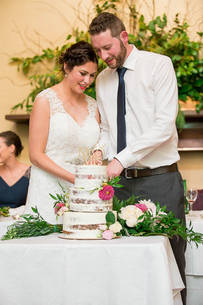 Bride and groom portrait at Larnach Castle