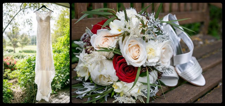 wedding dress flower and shoes